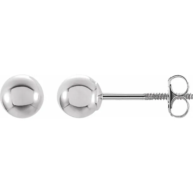 14K White 4 mm Ball Stud Earrings