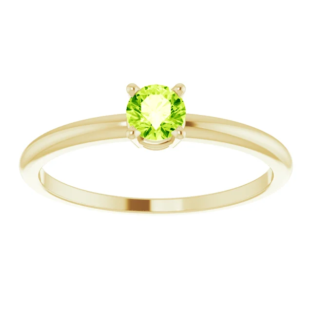 14K Yellow 3 mm Round Peridot Birthstone Ring Size 3-3.00(standard approximate size)-