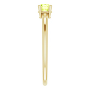 14K Yellow 3 mm Round Peridot Birthstone Ring Size 3-3.00(standard approximate size)-