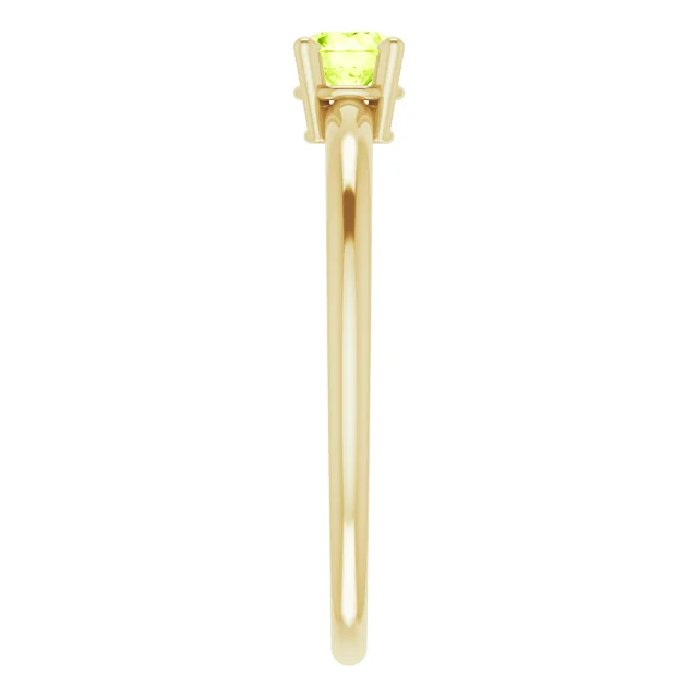 14K Yellow 3 mm Round Peridot Birthstone Ring Size 3-3.00(standard approximate size)-