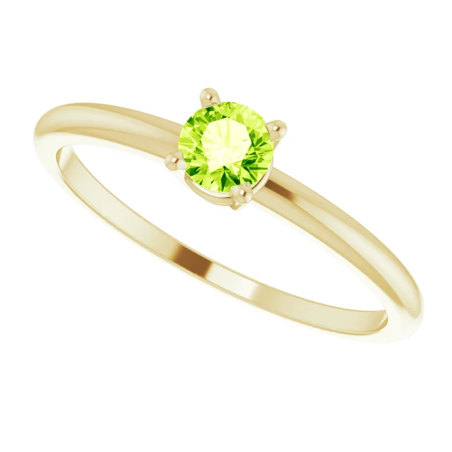 14K Yellow 3 mm Round Peridot Birthstone Ring Size 3-3.00(standard approximate size)-