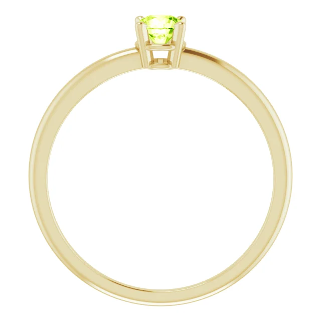 14K Yellow 3 mm Round Peridot Birthstone Ring Size 3-3.00(standard approximate size)-