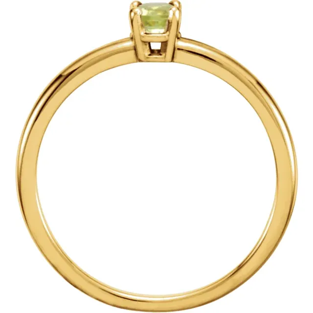14K Yellow 3 mm Round Peridot Birthstone Ring Size 3-3.00(standard approximate size)-