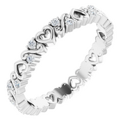 14K White 1/6 CTW Heart Diamond Eternity Band Size 7-