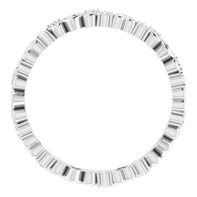14K White 1/6 CTW Heart Diamond Eternity Band Size 7-
