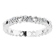 14K White 1/6 CTW Heart Diamond Eternity Band Size 7-