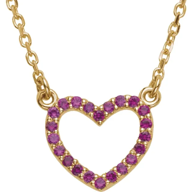 14K Yellow Ruby Heart 16" Necklace-