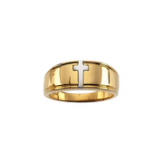 14K Yellow & White Men's Cross Band-