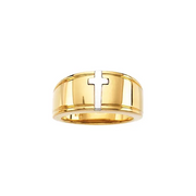 14K Yellow & White Men's Cross Band-