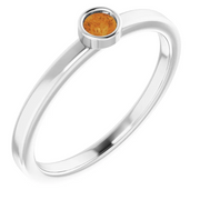14K White 3 mm Round Citrine Ring-