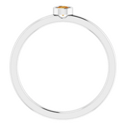14K White 3 mm Round Citrine Ring-
