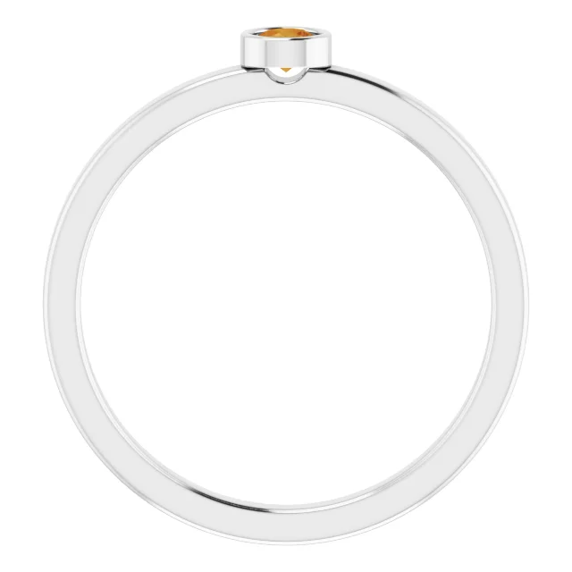 14K White 3 mm Round Citrine Ring-
