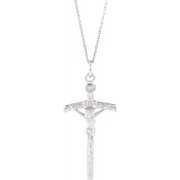 Sterling Silver 23x14 mm Crucifix 18" Necklace-