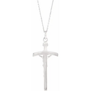 Sterling Silver 23x14 mm Crucifix 18" Necklace-