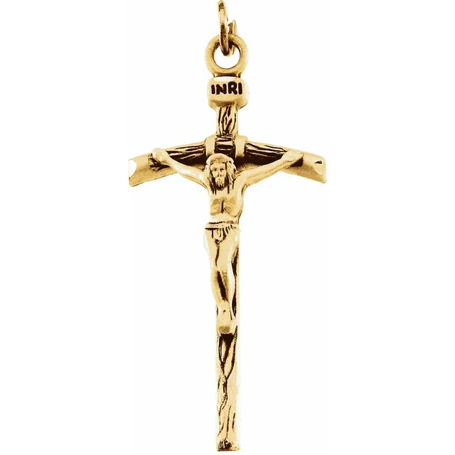 Sterling Silver 23x14 mm Crucifix 18" Necklace-