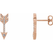 14K Rose 1/6 CTW Diamond Arrow Earrings-