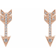 14K Rose 1/6 CTW Diamond Arrow Earrings-