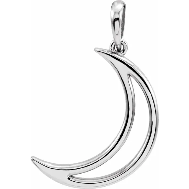 Sterling Silver 25.7x4.7 mm Crescent Moon Pendant-
