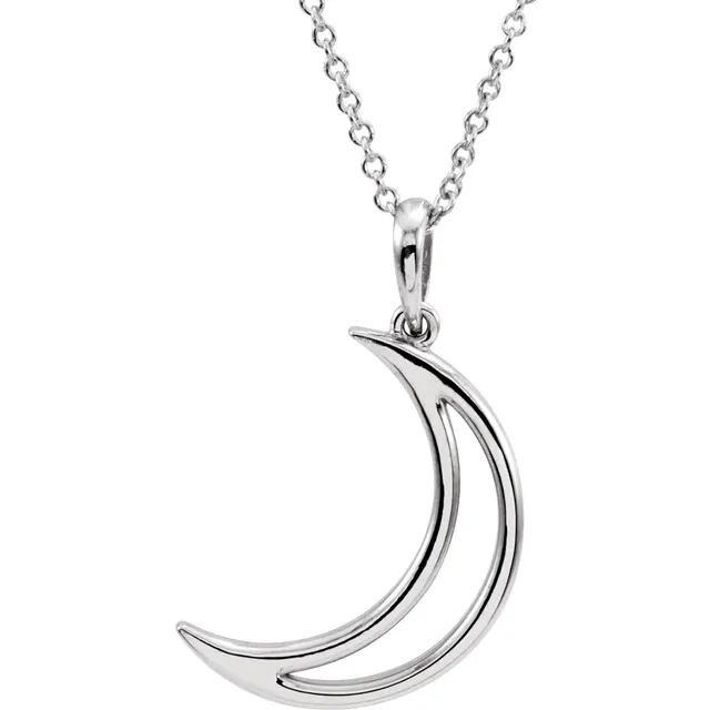 Sterling Silver 25.7x4.7 mm Crescent Moon Pendant-