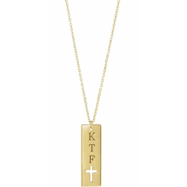 14K Yellow Engravable Bar 16-18" Necklace-