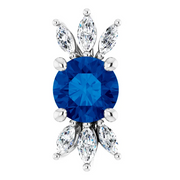 14K White Blue Sapphire & 1/4 CTW Diamond Pendant-