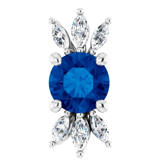 14K White Blue Sapphire & 1/4 CTW Diamond Pendant-