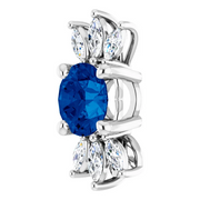 14K White Blue Sapphire & 1/4 CTW Diamond Pendant-