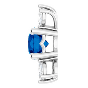14K White Blue Sapphire & 1/4 CTW Diamond Pendant-