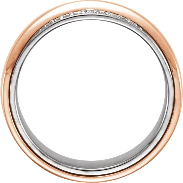 14K Rose/White 6mm .05 CTW Diamond Band Size 11-11.00(aproximate standard size)-