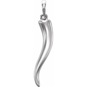 14K White 25.7x5.3 mm Italian Horn Pendant-