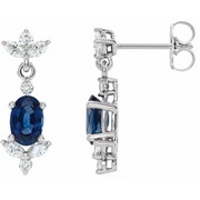 14K White Blue Sapphire & 3/8 CTW Diamond Earrings-