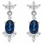 14K White Blue Sapphire & 3/8 CTW Diamond Earrings-