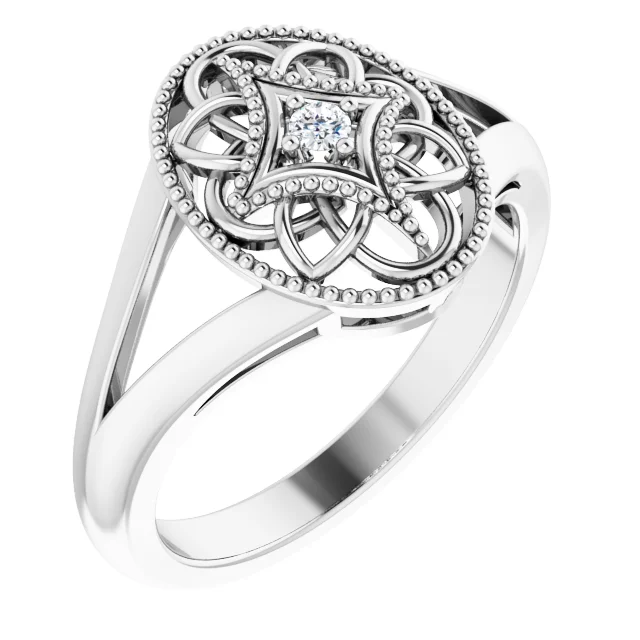 Sterling Silver .025 CTW Diamond Ring Size 5-5-