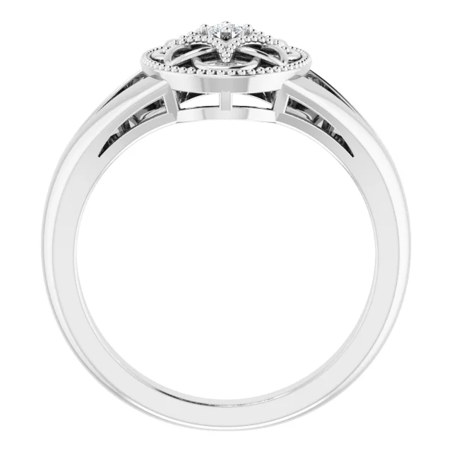 Sterling Silver .025 CTW Diamond Ring Size 5-5-