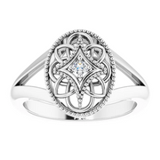 Sterling Silver .025 CTW Diamond Ring Size 5-5-