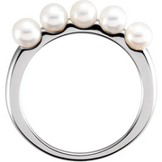 14K White 4-4.5 mm Five-Stone Pearl Ring-7.00 (approximate standard size)-