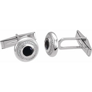 14K White Onyx & .06 CTW Diamond Cuff Links-
