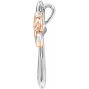 14K White & Rose Cross with Heart Pendant-