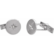 14K White .03 CTW Diamond Starburst Men's Cuff Links-