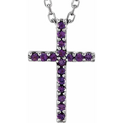 14K White Amethyst Petite 16" Necklace-