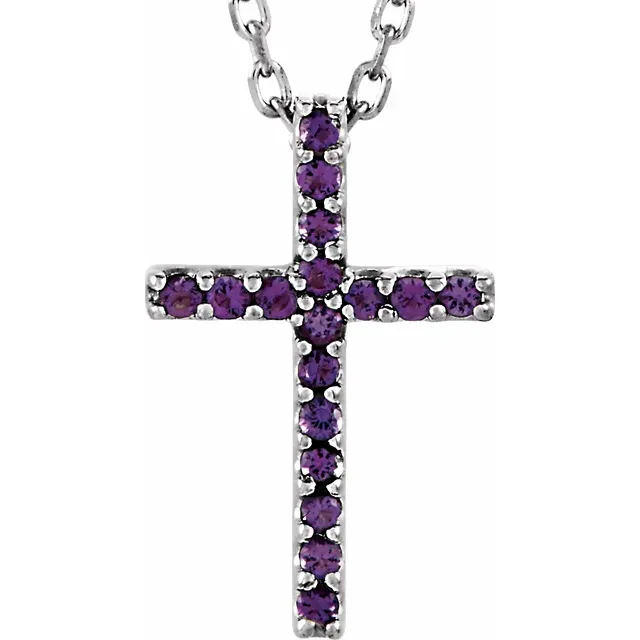 14K White Amethyst Petite 16" Necklace-