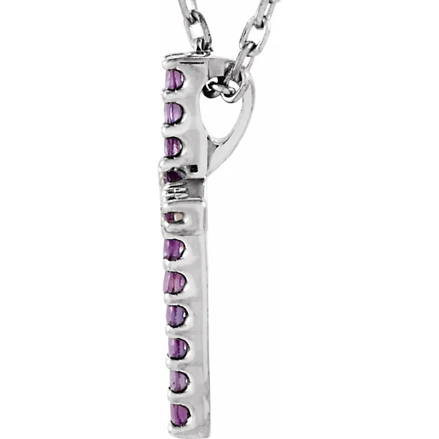 14K White Amethyst Petite 16" Necklace-
