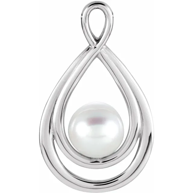 14K White Freshwater Cultured Pearl Pendant-