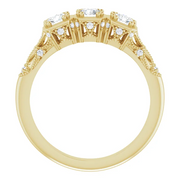 14K Yellow 5/8 CTW Diamond Vintage-Inspired Three-Stone Anniversary Band-