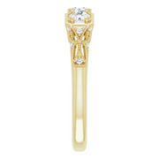 14K Yellow 5/8 CTW Diamond Vintage-Inspired Three-Stone Anniversary Band-