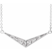 14K White Sculptural "V" 18" Necklace-