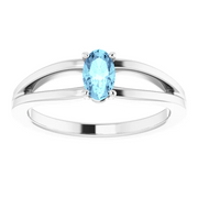 14K White Aquamarine Youth Solitaire Ring-