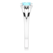 14K White Aquamarine Youth Solitaire Ring-