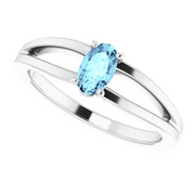 14K White Aquamarine Youth Solitaire Ring-