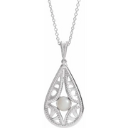 14K White Vintage-Inspired Freshwater Cultured Pearl 16-18" Necklace-